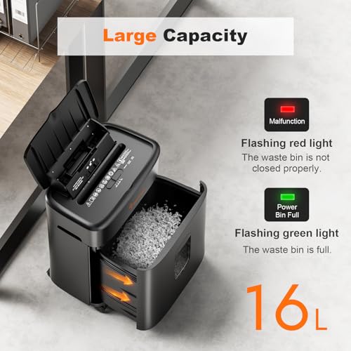 Bonsaii 100-Sheet Auto Feed Paper Shredder, Micro Cut Heavy Duty shredder with P-4 Security Level, Up to 30-Minute Continuous, 16L Bin, Anti-Jam Shredders for Home Office use, Black, C231-D - Image 5