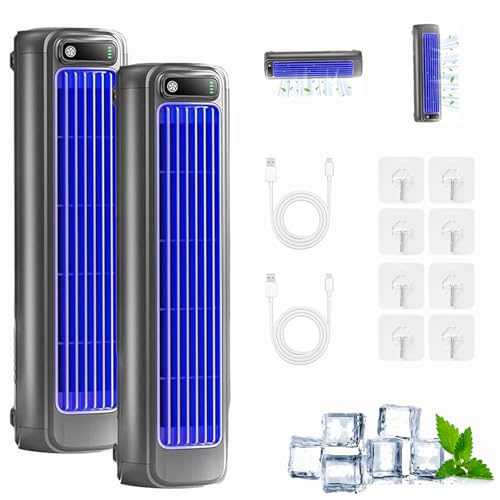 Sherum Rafraichisseur d'Air,Rafraichisseur d'Air Silencieux,Mini Climatiseur Portable,Shirem Serum Cooling Ace 3.0,3 Vitesses,Avec Affichage Led,Rechargeable,Convient Pour La Maison (Gris*2)