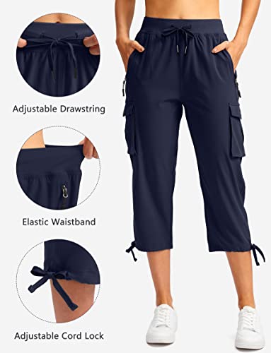Soothfeel Women's Cargo Capris Pants With 6 Pockets Lightweight Quick Dry Travel Hiking Summer Pants For Women Casual (Navy, Xl) #TOP2