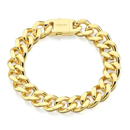 NOKMIT Stainless Steel Cuban Link Bracelet for Men & Women, 5mm/9mm/12mm Width, 7