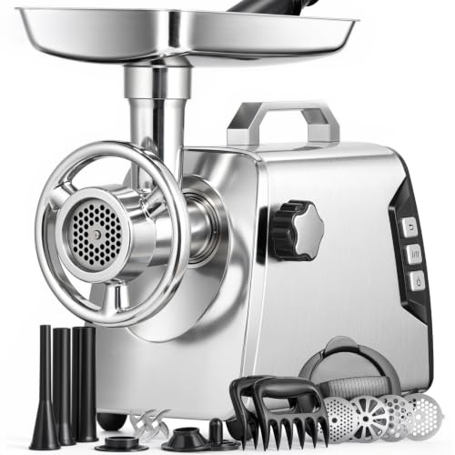 Image of AAOBOSI #12 Meat Grinder Heavy Duty, 3000W Electric Meat Grinder for Hunting with All-Metal Gearbox & Reverse Function, Built-in Storage Box, All-Stainless Body for Deer Wild Game Processing