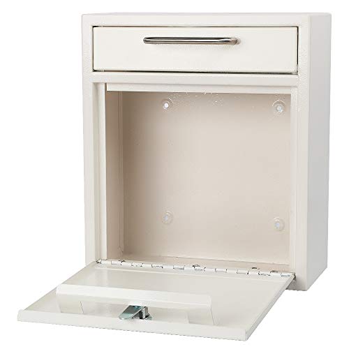 Kyodoled Steel Key Lock Mail Boxes Outdoor,Locking Wall Mount Mailbox,Security Key Drop Box,12H X 10.51L X 4.68W Inches,White Large #TOP5