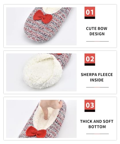 Image of DICUIRD Womens Cozy&Warm Soft Sole Slipper Socks with Grippers-Girls Teddy Fleece Indoor Slipper with Non-skid Bottoms