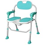 Folding Shower Chair for Elderly & Disabled - 3D Contoured Seat, Intimate Private Cleaning, Non-Slip, Height Adjustable, Heavy Duty 330lbs, Bath Shower Aids, 23 Inch