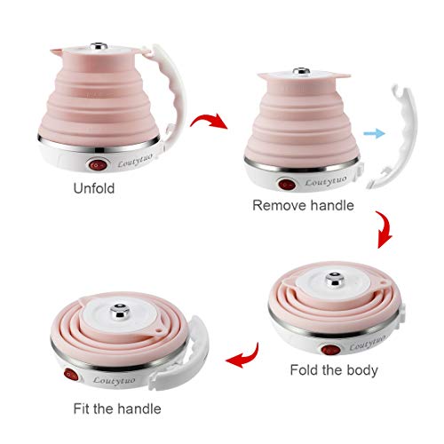 Image of Ultrathin Upgraded Food Grade Silicone Travel Foldable Electric Kettle Boil Dry Protection Portable with Dual Voltage and Separable Power Cord,555ML 110-220V US Plug