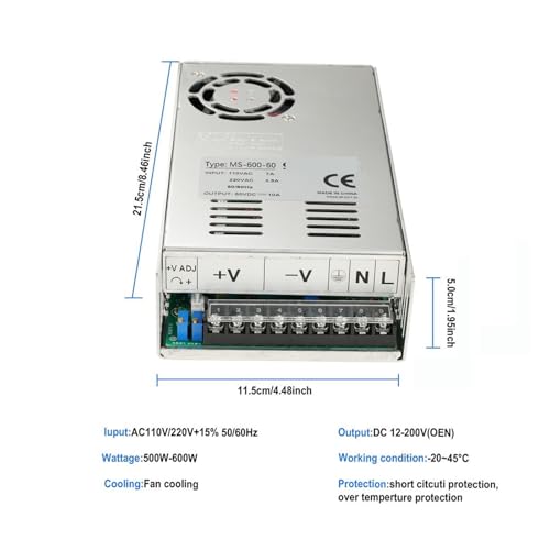 Alimentation réglable 600W convertisseur CA CC tension variable 0-100V de précision