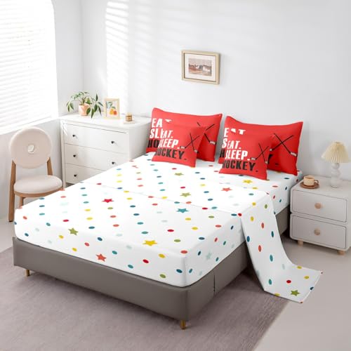 Image of Feelyou Ice Hockey Comforter Set King Size 7 Piece for Boys Girls Women Men