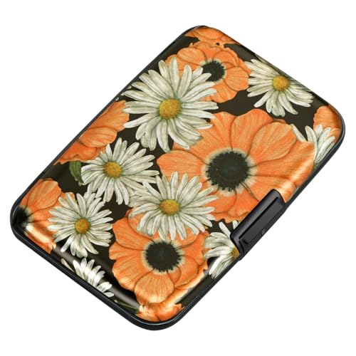 Image of ELFISH Mini RFID Aluminum Wallet Credit Cards Holder Business Card Case Metal ID Case for Men Women(Chamomile)