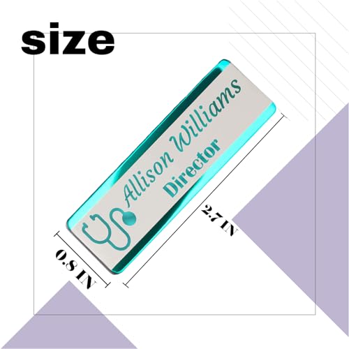 Image of Personalized Magnetic Name Tags with Logo - Custom Laser Engraved Stainless Steel Badges, Professional Metal ID Labels with Pin Option for Nurse, Doctor, Office Staff & Business