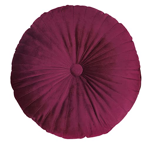 LANFIRE Cojín Redondo de Calabaza para Piso y Silla - Decorativo para Sofá y Cama (35CM, Red Wine)