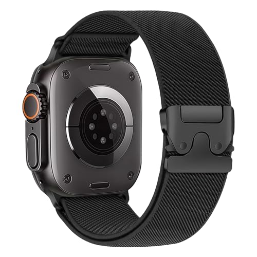 Elastic Sport Band for Apple Watch Ultra/2/3 Bands 49mm 46mm 45mm 44mm 42mm iWatch Bands Men,Parachute Buckle Stretchy Fabric Nylon Strap for Apple Watch SE 3/2/1 Series 11 10 9 8 7 6 5 4 3 Ultra