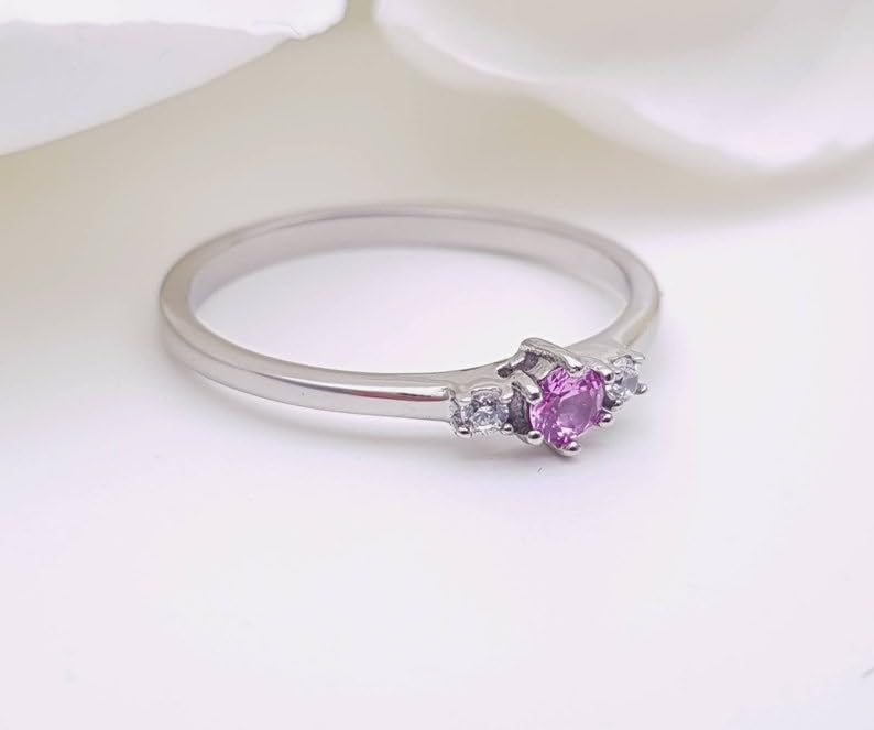 Bague tourmaline rose naturelle argent 925 et véritables diamants - 4