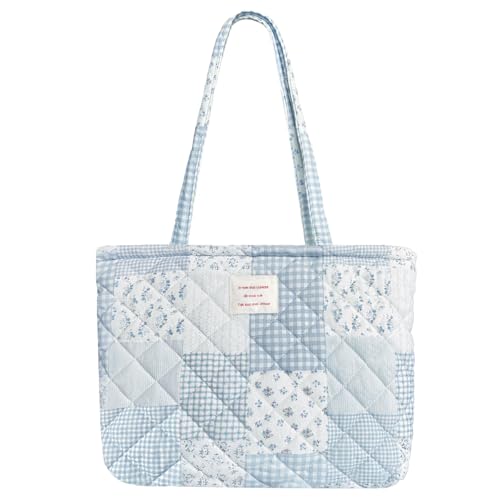 Bolso pequeño tipo tote floral acolchado con cremallera miniatura 1