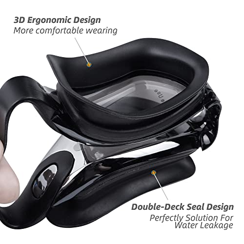 Swimming Goggles, Lychico Anti Fog Swim Goggles With UV Protection Mirrored, Adults No Leaking 180 Degree Vision with Protection Case and Soft Silicone Nose Bridge for Men Women, Black, One Size (YYJ) - Image 4