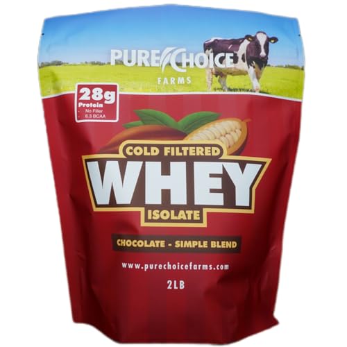 Pure Choice Chocolate Whey Protein Isolate Powder, 28g Protein, Undenatured Whey, 3 Ingredients, No Fillers Or Artificial Sweeteners (Chocolate, 2 lb)