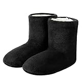 Chaussons Bottes Montants Chauds pour Femme Homme Chaussons Pantoufles d’Intérieur pour Hiver Chaussures de Maison Doublure Polaire Semelle Antidérapante Pantoufles pour Maison Bureau Salon,39/40,Noir