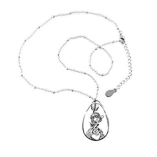 Collier bijou avec chaîne et pendentif dragon chinois abstrait en goutte d'eau