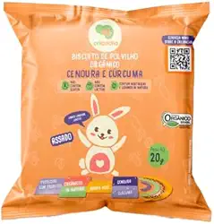Biscoito de Polvilho Cenoura e Cúrcuma Vegano Orgânico Crilancha 20g