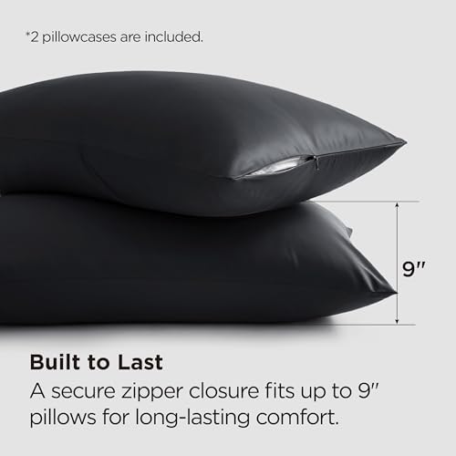 Image of Bedsure Zipper Pillow Cases Queen Size from Rayon Derived from Bamboo | Cooling Pillowcase for Hot Sleepers, Soft & PureWoven Pillow Covers, Gift, Black, 20x30 Inches