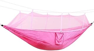 DGSYUAN Hamaca Jardin Hamacas Hamaca Portátil para Acampar Al Aire Libre para 1-2 Personas, Tela De Paracaídas, Cama Colgante, Caza, Columpio para Dormir Hamac Hamaca Camping(Color:Rosa)