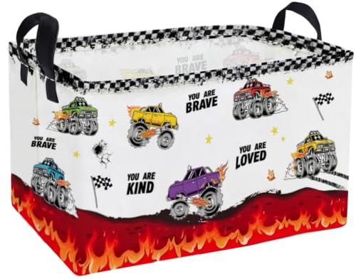 Image of Essme Rectangular Car Basket,Cute Storage Bins Organizer with Handles for Room Decor, Shelf Basket.(Flame car