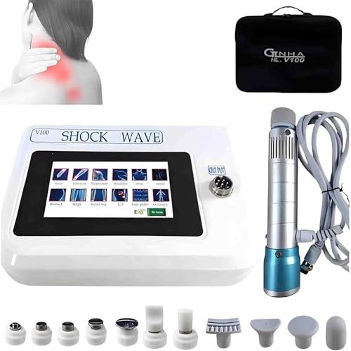Máquina terapia de ondas choque dispositivo masajeador corporal,Dispositivo de Masaje Muscular,con 11cabezales masajeadores para relajación muscular, herramienta de alivio del dolor