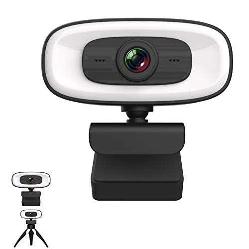 HD 1080P ウェブカメラ マイク付き USBコンピューターカメラ ウェブカメラ リングライト&三脚スタンド付き ゲームズーム ミーティング Skype FaceTime YouTubeに対応