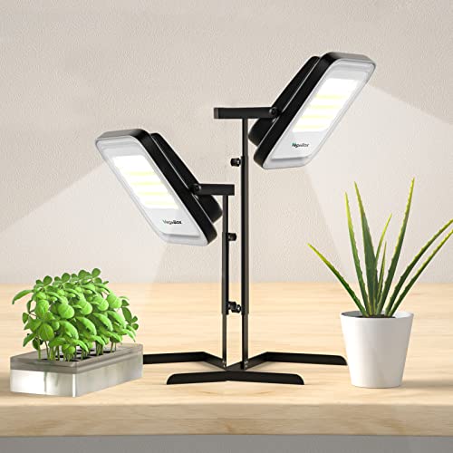 VegeBox LED Grow Light with Stand, Full Spectrum LED Growing Lamp Kit for Floor Inoor Plant Fruit Flowers, 16" Height Adjustable with Hydroponics Box - 25W