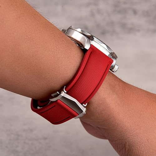 Image of WAMD Vector FKM Rubber Watch Strap 20mm 22mm - No Loop Deployment Clasp - Premium Fluoroelastomer Replacement Band.