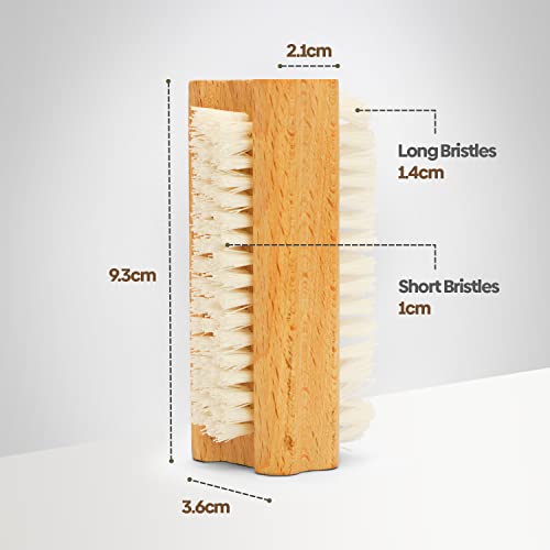 Wooden Nail Brush Double-sided Nail Cleaner with Plastic Bristles for Fingernail Toenail Cleaning and Scrubbing (Pack of 6) - Image 2