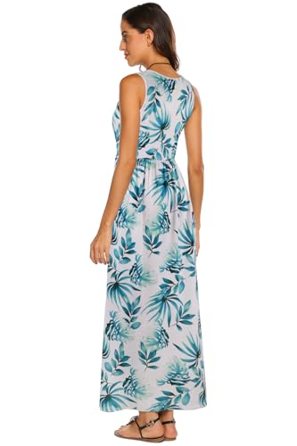 Image of Hount Women's Summer Sleeveless Striped Flowy Casual Long Maxi Dress with Pockets