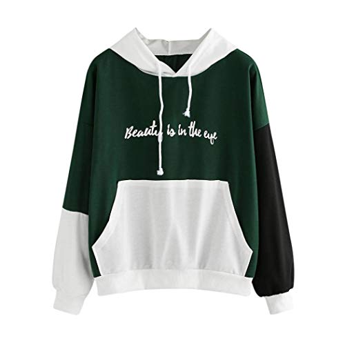 Sonnena Sudadera Mujer Sudadera con Capucha Otoño Caliente, Capucha de Manga Larga con Estampado de Letras para Mujer Blusa con Cuello Redondo