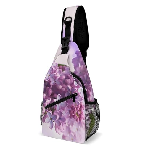 Mochila deportiva Lilac Flowers tipo sling para hombre mujer