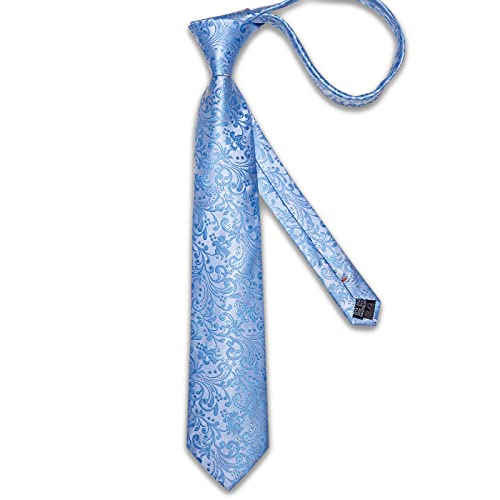Image of DiBanGu Silk Floral Ties for Men Woven Paisley Necktie and Tie Clip Handkerchief Cufflinks Set for Party Wedding