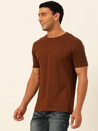 Image of Solid Soft Cloth Round Neck Cotton Relaxed Fit T Shirt