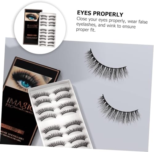 Image of Imagic PROfessional Synthetic Fibers False Eyelashes, Natural & soft 100% Handmade 3D Eyelashes Pack 10 Pairs of 1 box