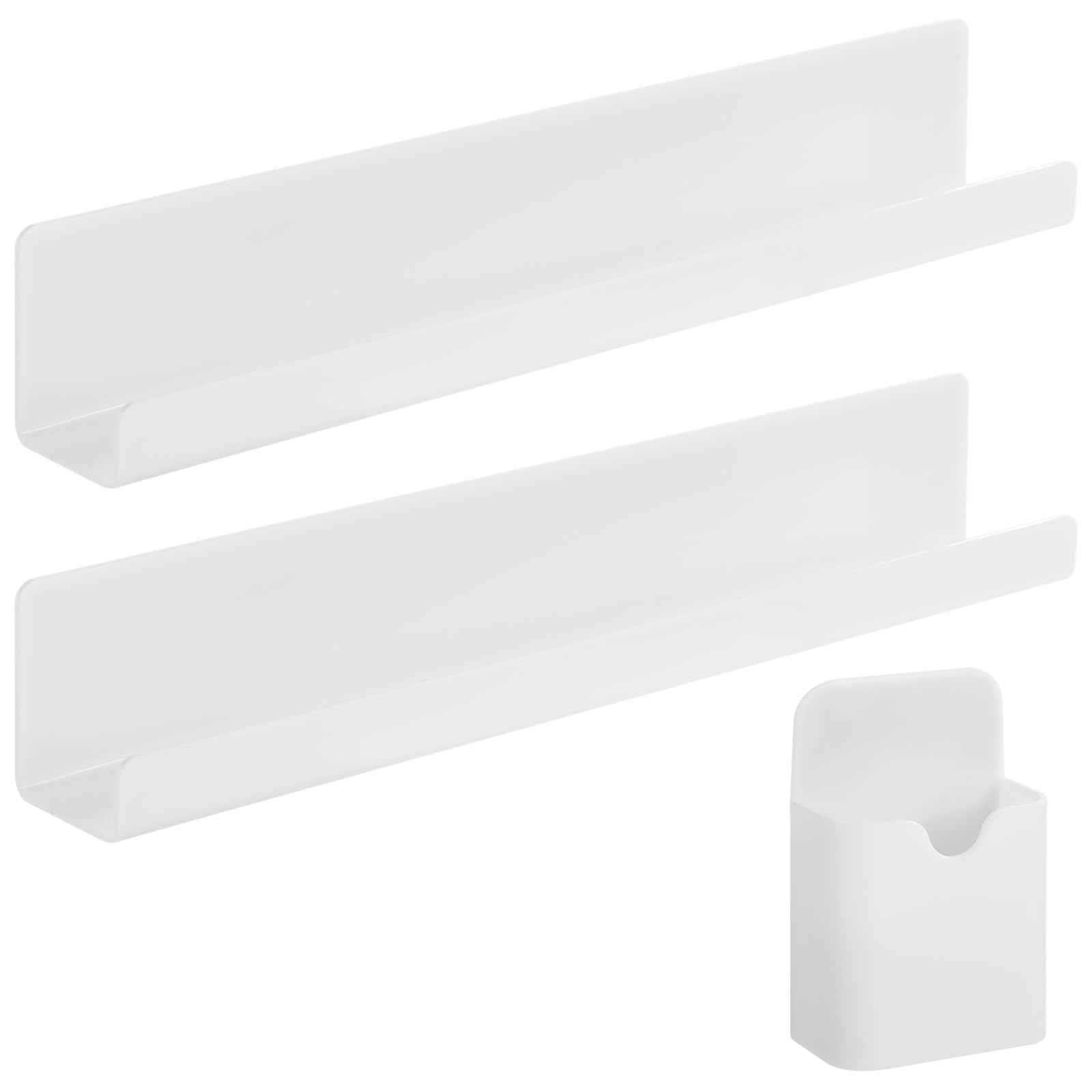 Lot de 2 étagères magnétiques flottantes en métal pour affichage de livres, étagères de livres pour tableaux blancs, étagère flottante en métal pour l'école et le bureau