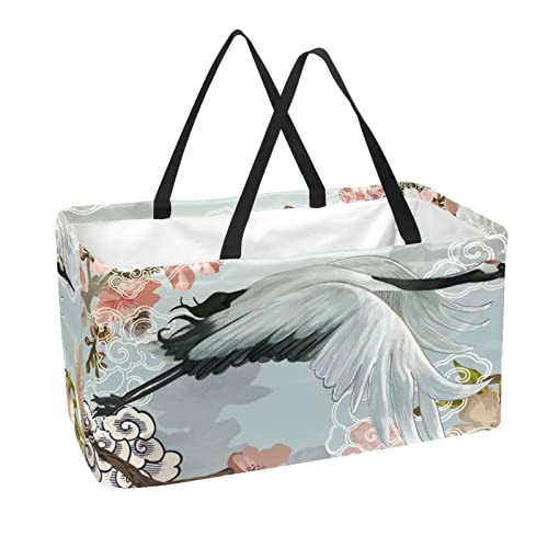 Patrón blanco elegante de la grúa de la grúa de las cajas de almacenamiento de la tela de las cestas de lavandería