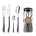 Produktbild Amefa S24 PP Bistro Besteck, 24 Teile, Edelstahl, 1,5 mm dick, Grau/Schwarz, 9 x 9 x 24 cm