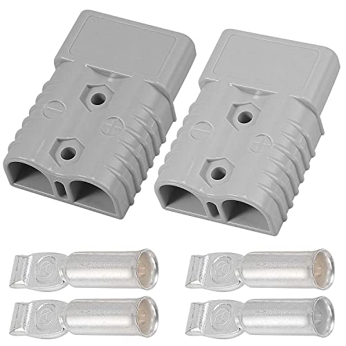 Choonjin 2 Pcs Conector de Batería 175A 600V, Batería Rápida Conexión/Desconexión Plug, Anderson Conector de Alimentación para Coche, Caravana y Grandes Equipos Eléctricos (Gris)