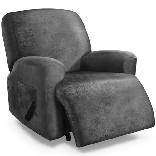 molasofa Leather Like Oversized Recliner Chair Covers, Extra Large Big Man 4 Pieces Lazy Boy Recliner Cover for Wide Recliner Chair for Pets Kids Washable(X-Large, Light Grey)