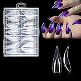 Eagle Claw Nail Extension Tips 140 Pcs Pre-Shaped PP Gel Full Cover Long Curved Stiletto False Reusable Nail Tips for Halloween Drag Queen Cosplay Home Salon Nail Art