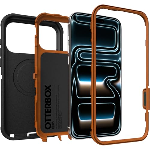 Image of OtterBox iPhone 17 Pro Max (Only) - Defender Series Case - Black Chateau (Black & Orange) - Snaps on MagSafe - Tough - Rugged & Durable