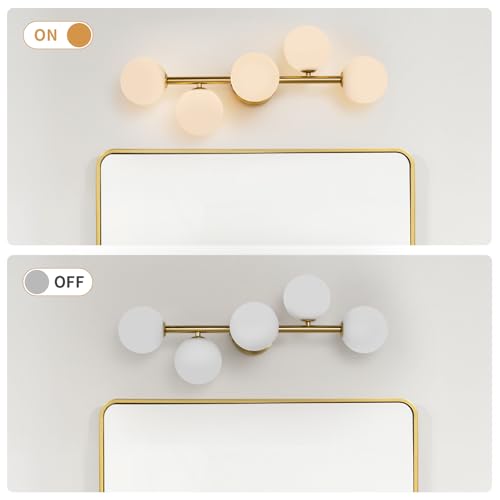 Image of Modern Bathroom Vanity Light Fixtures,LED Brushed Gold Wall Sconce Lighting