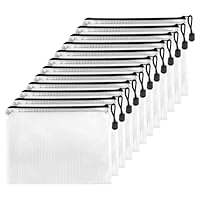 PATIKIL A5 Mesh Beutel 5 Stück - Reißverschluss Netzbeutel 18x25cm Weiß