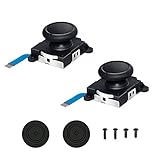 3D Replacement Joystick Analog, Thumb Stick for Nintendo Switch, 2-Pack Analog Joystick Replacement with 2pcs Thumb Stick Caps & Screws (Black)