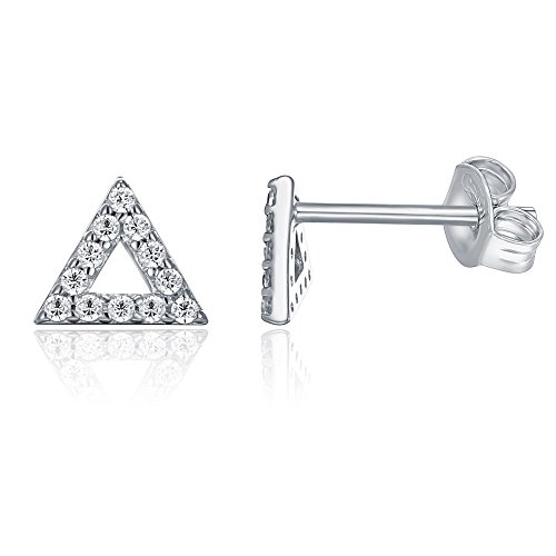 Image of PAVOI 14K Gold Plated 925 Sterling Silver Stud Earrings for Women - Dainty Geometrical Bar Triangle Heart Earrings - Valentines Day Trendy Jewelry