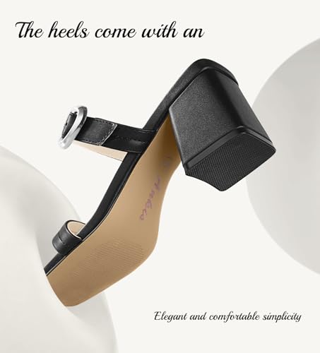 Women Square Open Toe Heels Comfortable Sexy Summer Cute Back Strap Heeled Sandals Wedding Party Dress Shoes for Women Two Strap Slip On Mules3
