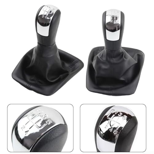 Ableholy Pomello del cambio manuale a 5/6 velocità con copertura, pomello del cambio ergonomico resistente all'usura, in pelle, copertura antipolvere compatibile per Skoda Octavia 2 2004-2013 (6
