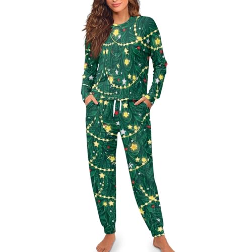 Image of Women's Pajamas Set Soft 2 Piece Loungewear Long Sleeve Pj Set Matching Sleepwear with Pockets for Women Plus Size